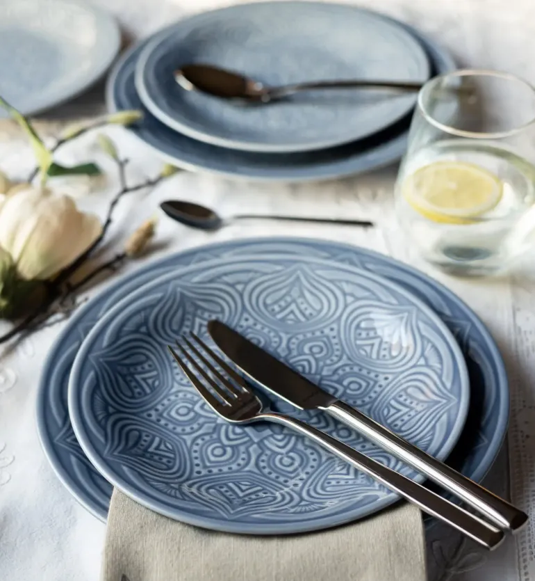 LUBIANA ORIENTAL | K9 SZARO-NIEBIESKI | Serwis obiadowy 18/54 el | porcelana