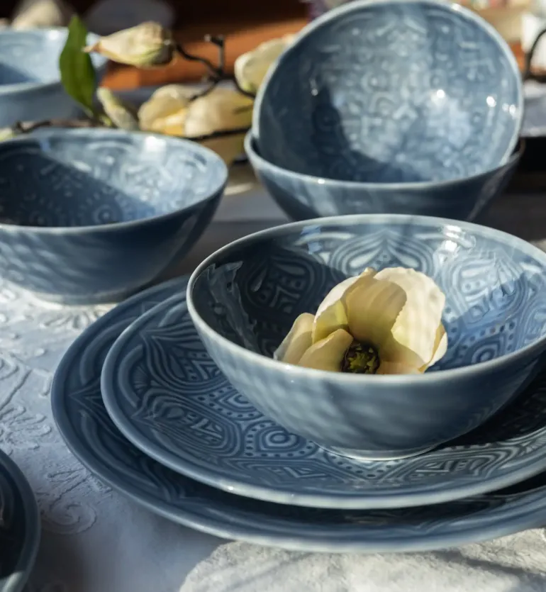 LUBIANA ORIENTAL | K9 SZARO-NIEBIESKI | Serwis obiadowy 18/54 el | porcelana