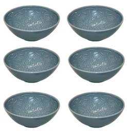 LUBIANA ORIENTAL | K9 SZARO - NIEBIESKI | 6x salaterka 15 cm | porcelana luz