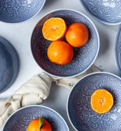 LUBIANA ORIENTAL | K9 SZARO - NIEBIESKI | 6x salaterka 15 cm | porcelana luz