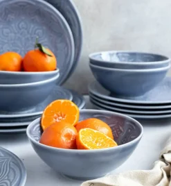 LUBIANA ORIENTAL | K9 SZARO-NIEBIESKI | Serwis obiadowy 6/18 el | porcelana