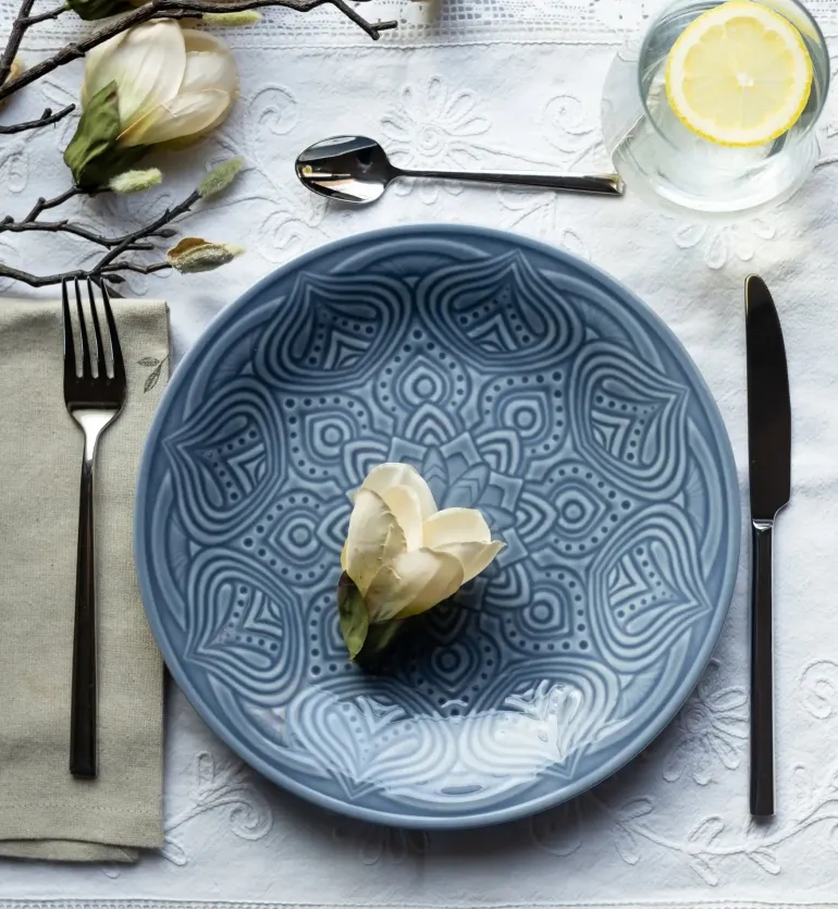 LUBIANA ORIENTAL | K9 SZARO-NIEBIESKI | Serwis obiadowy 12/36 el | porcelana