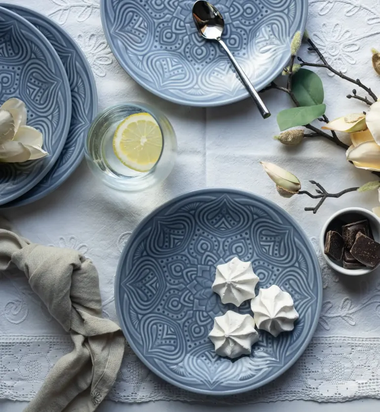 LUBIANA ORIENTAL | K9 SZARO-NIEBIESKI | Serwis obiadowy 12/36 el | porcelana