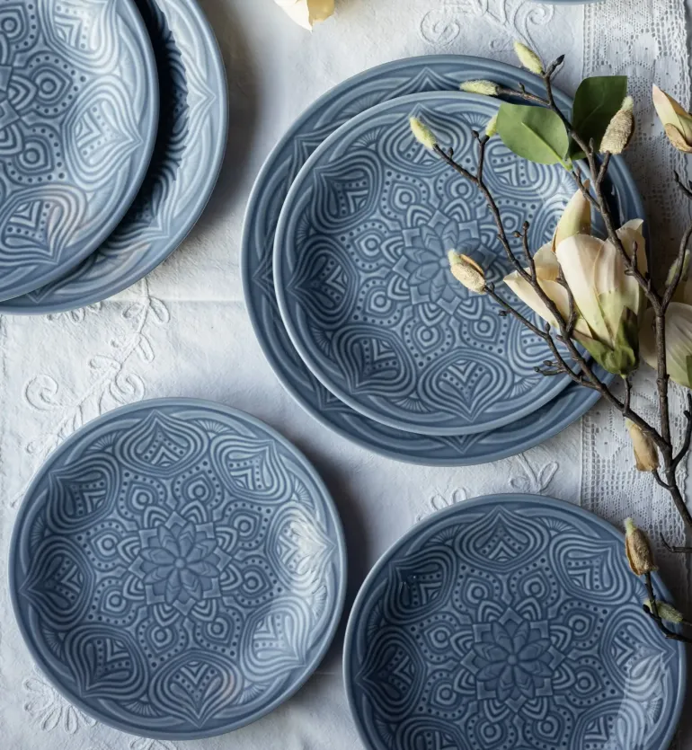 LUBIANA ORIENTAL | K9 SZARO-NIEBIESKI | Serwis obiadowy 12/36 el | porcelana