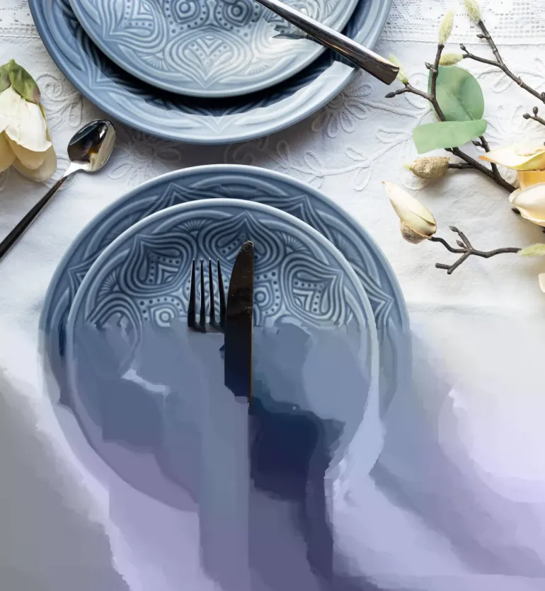 LUBIANA ORIENTAL | K9 SZARO-NIEBIESKI | Serwis obiadowy 12/36 el | porcelana