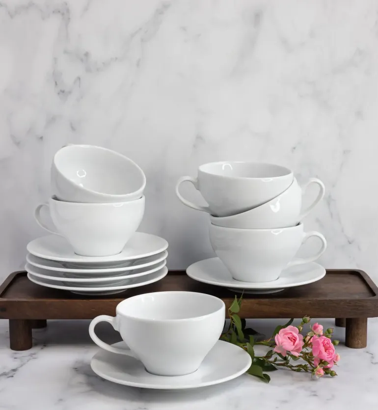 LUBIANA PAULA Komplet Filiżanka 300 ml + spodek 17 cm / 6 os / 12 el / porcelana