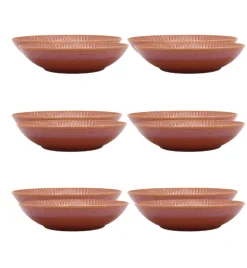 LUBIANA STONEWARE BLUSH | Talerz głęboki 22 cm x 12 szt. | luz | kolor łososiowy