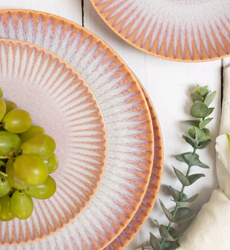 LUBIANA STONEWARE BLUSH | Talerz głęboki 22 cm x 12 szt. | luz | kolor łososiowy