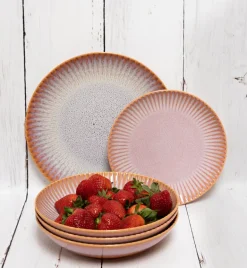 LUBIANA STONEWARE BLUSH | Talerz głęboki 22 cm x 12 szt. | luz | kolor łososiowy