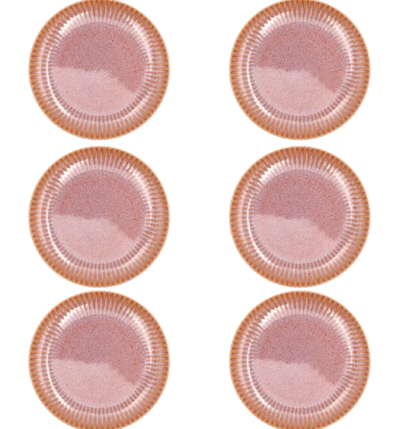 LUBIANA STONEWARE BLUSH | Talerz deserowy 21 cm x 6 szt. | luz | kolor łososiowy