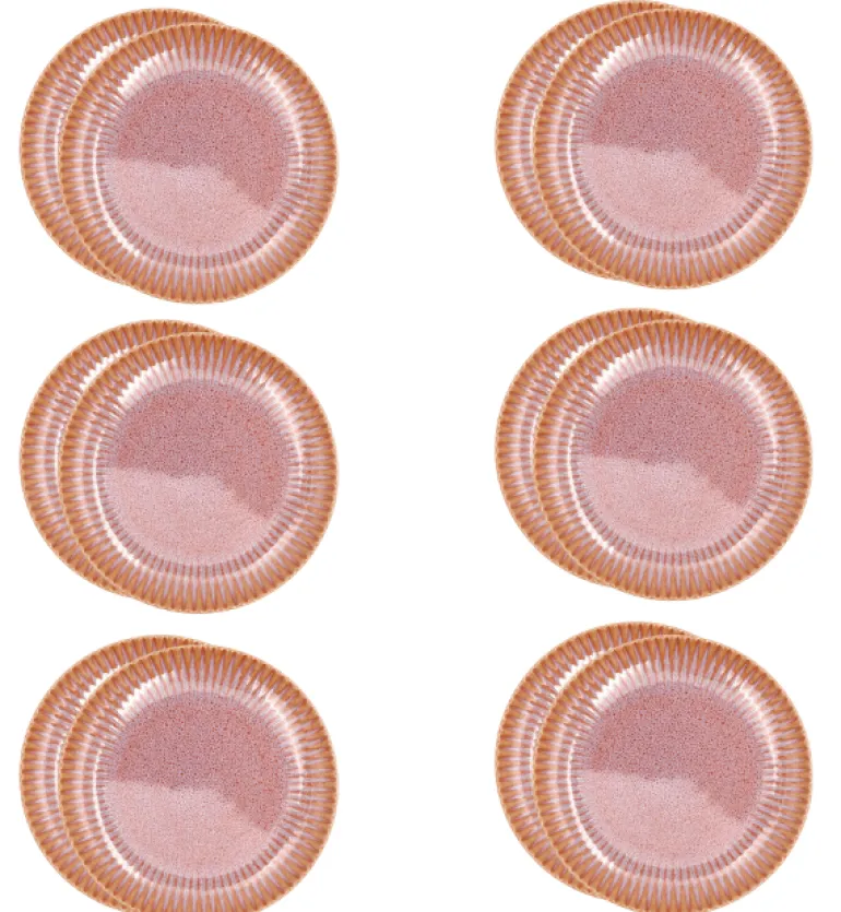 LUBIANA STONEWARE BLUSH | Talerz deserowy 21 cm x 12 szt. | luz | kolor łososiowy