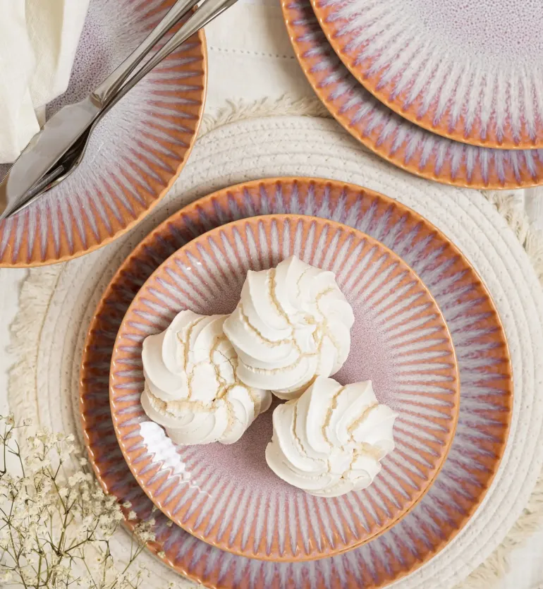 LUBIANA STONEWARE CERAMIKA | BLUSH | Serwis obiadowy 36 elementów dla 12 osób | kolor łososiowy