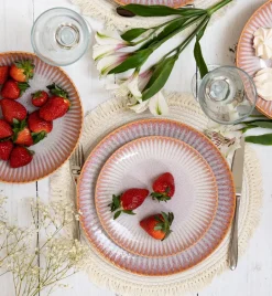 LUBIANA STONEWARE CERAMIKA | BLUSH | Serwis obiadowy 36 elementów dla 12 osób | kolor łososiowy