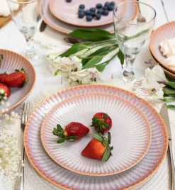 LUBIANA STONEWARE CERAMIKA BLUSH | Serwis obiadowy 12 elementów dla 4 osób | kolor łososiowy