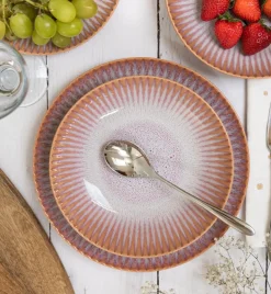 LUBIANA STONEWARE CERAMIKA BLUSH | Serwis obiadowy 12 elementów dla 4 osób | kolor łososiowy