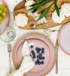 LUBIANA STONEWARE CERAMIKA | BLUSH | Serwis obiadowy 72 elementy dla 24 osób | kolor łososiowy