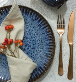 LUBIANA STONEWARE CERAMIKA / COSMOS / 12x Talerz deserowy 20,5 cm / odcień niebieskiego