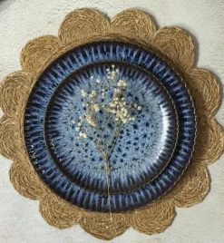 LUBIANA STONEWARE CERAMIKA / COSMOS / 6x Talerz deserowy 20,5 cm / odcień niebieskiego