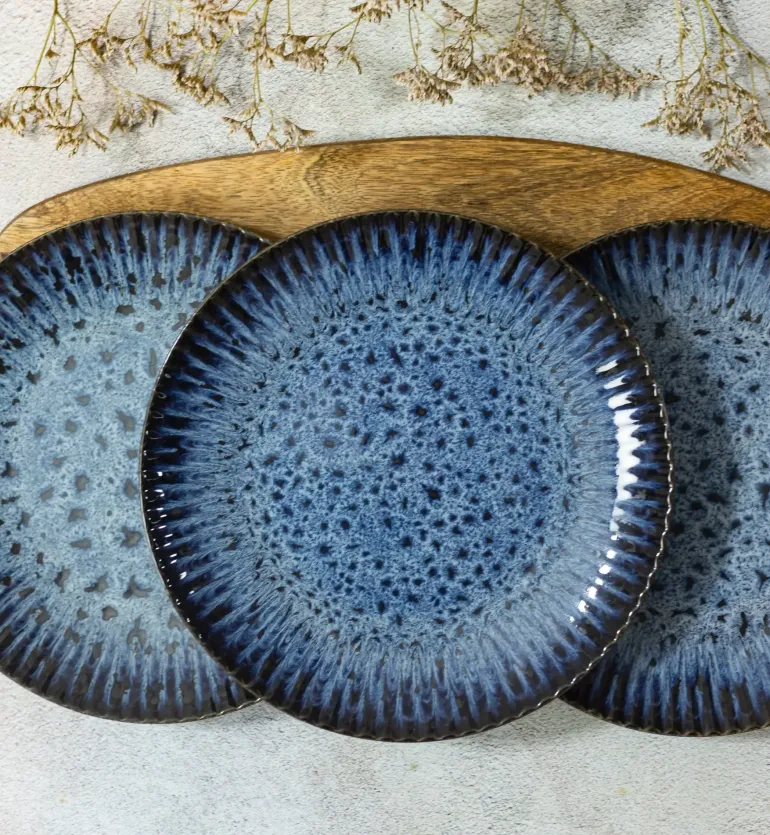 LUBIANA STONEWARE CERAMIKA / COSMOS / 18x Talerz deserowy 20,5 cm / odcień niebieskiego