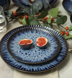 LUBIANA STONEWARE CERAMIKA / COSMOS / 18x Talerz deserowy 20,5 cm / odcień niebieskiego