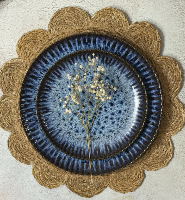 LUBIANA STONEWARE CERAMIKA / COSMOS / Talerz deserowy 20,5 cm / odcień niebieskiego