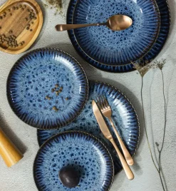 LUBIANA STONEWARE CERAMIKA / COSMOS / Talerz deserowy 20,5 cm / odcień niebieskiego