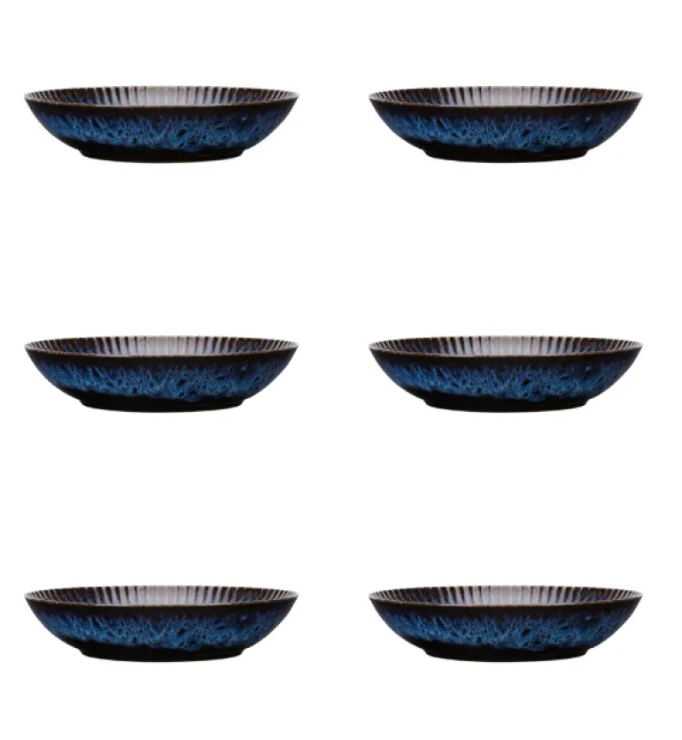 LUBIANA STONEWARE CERAMIKA / COSMOS / 6x Talerz głęboki 22 cm / odcień niebieskiego