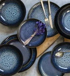 LUBIANA STONEWARE CERAMIKA / COSMOS / 6x Talerz głęboki 22 cm / odcień niebieskiego