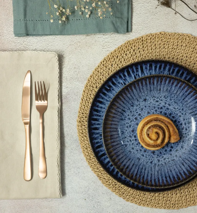 LUBIANA STONEWARE CERAMIKA / COSMOS / 6x Talerz głęboki 22 cm / odcień niebieskiego