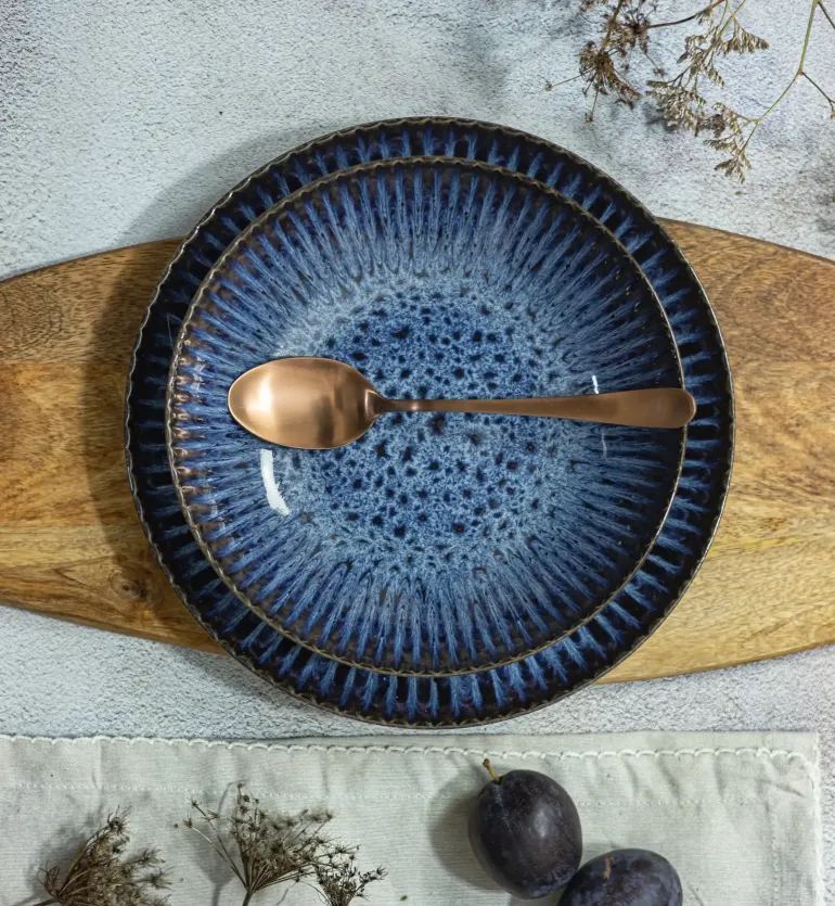 LUBIANA STONEWARE CERAMIKA / COSMOS / 12x Talerz głęboki 22 cm / odcień niebieskiego