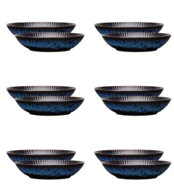 LUBIANA STONEWARE CERAMIKA / COSMOS / 18x Talerz głęboki 22 cm / odcień niebieskiego
