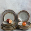 LUBIANA STONEWARE CERAMIKA / METEOR DESERT / Serwis obiadowy 54 elementy dla 18 osób / odcień piaskowo-niebieski