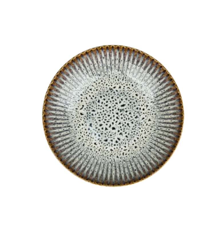 LUBIANA STONEWARE CERAMIKA / METEOR DESERT / Serwis obiadowy 54 elementy dla 18 osób / odcień piaskowo-niebieski