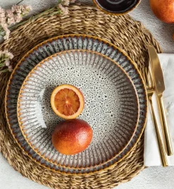 LUBIANA STONEWARE CERAMIKA / METEOR DESERT / Serwis obiadowy 72 elementy dla 24 osób / odcień piaskowo-niebieski