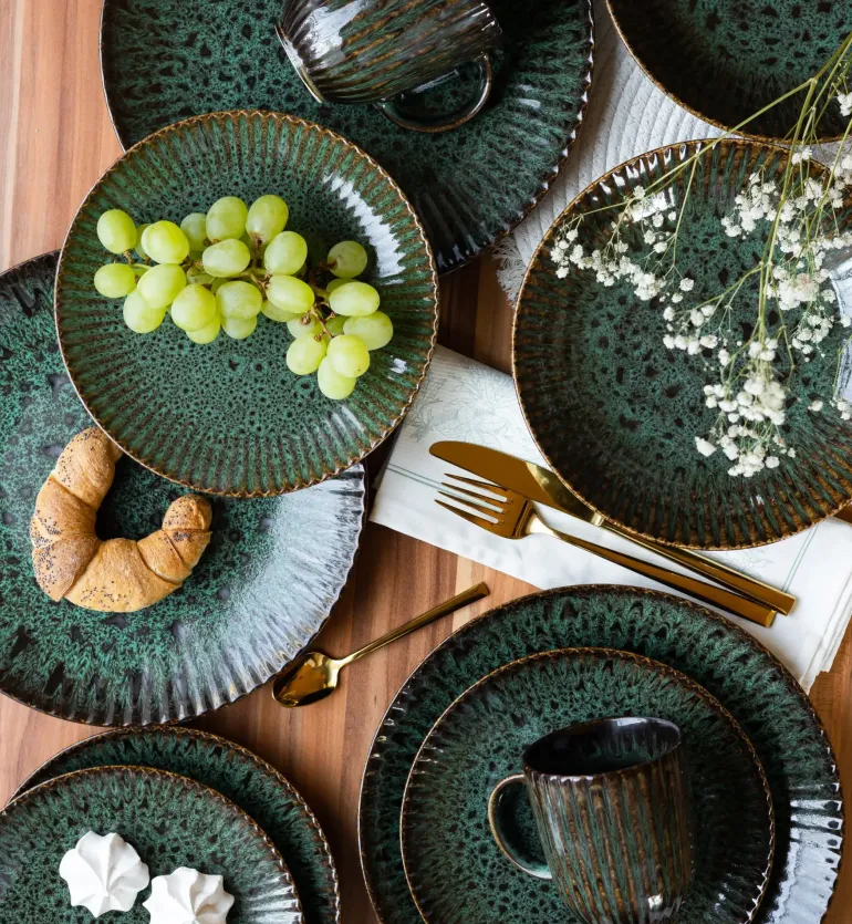 LUBIANA STONEWARE JADE ZIELONY / Talerz deserowy 20,5 cm / odcień zieleni