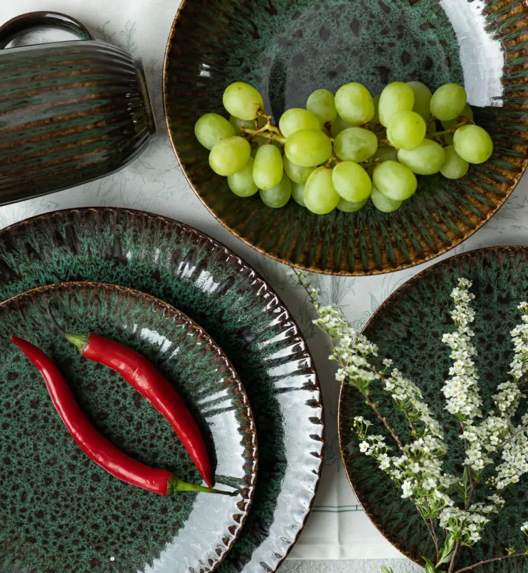 LUBIANA STONEWARE JADE ZIELONY / 12x Talerz obiadowy 27 cm / odcień zieleni