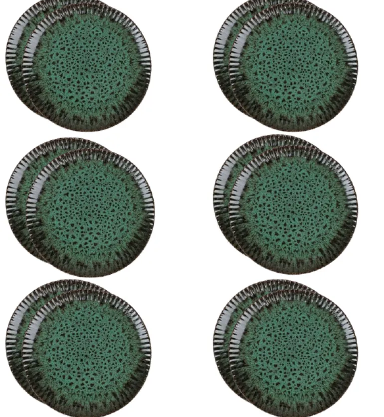 LUBIANA STONEWARE JADE ZIELONY / 12x Talerz obiadowy 27 cm / odcień zieleni