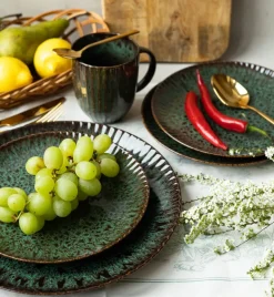 LUBIANA STONEWARE JADE ZIELONY / 12x Talerz obiadowy 27 cm / odcień zieleni