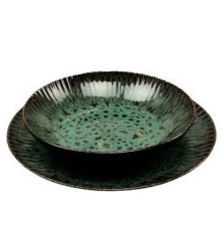 LUBIANA STONEWARE JADE ZIELONY OPK | Serwis obiadowy 12 elementów dla 4 osób | odcienie zieleni | ceramika