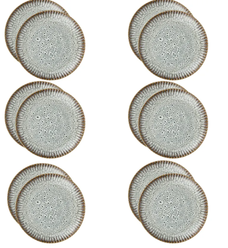 LUBIANA STONEWARE | METEOR DESERT 12 x Talerz deserowy 20,5 cm luz / odcień piaskowo - niebieski