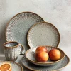 LUBIANA STONEWARE | METEOR DESERT / Talerz deserowy 20,5 cm luz / odcień piaskowo - niebieski
