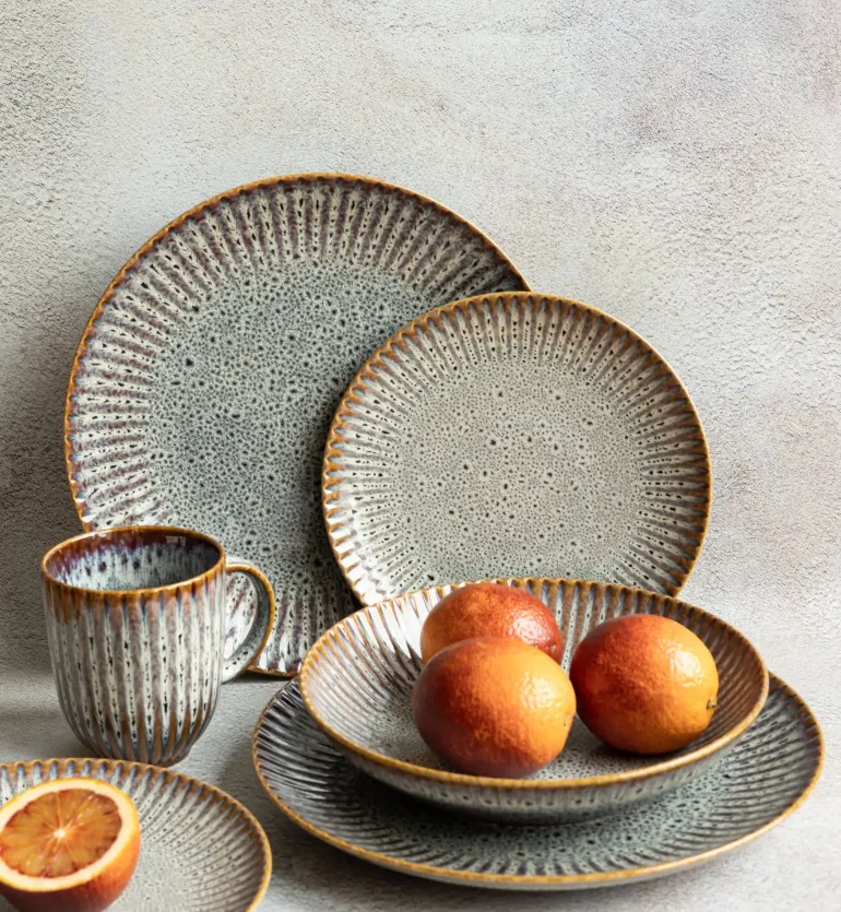 LUBIANA STONEWARE | METEOR DESERT / Talerz obiadowy 27 cm luz / odcień piaskowo - niebieski