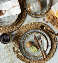 LUBIANA STONEWARE | METEOR DESERT / Talerz obiadowy 27 cm luz / odcień piaskowo - niebieski