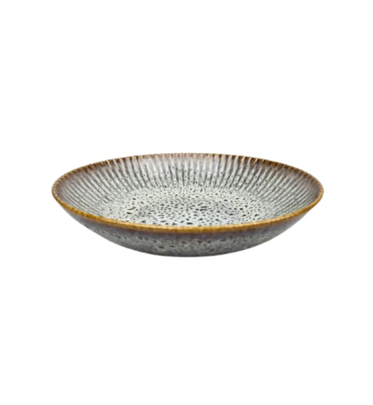 LUBIANA STONEWARE | METEOR DESERT / Talerz głęboki 22 cm x 12 SZT - luz / odcień piaskowo - niebieski