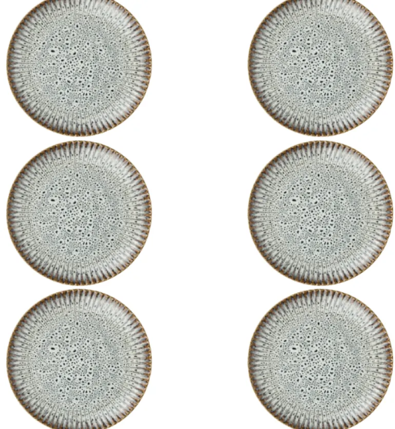 LUBIANA STONEWARE | METEOR DESERT 6 x Talerz deserowy 20,5 cm luz / odcień piaskowo - niebieski