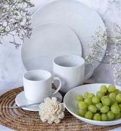 LUBIANA VANILLA Serwis obiadowo - kawowy 36 el dla 6 osób | biała porcelana