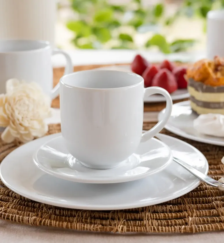 LUBIANA VANILLA Serwis obiadowo - kawowy 36 el dla 6 osób | biała porcelana