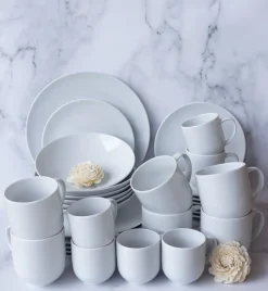 LUBIANA VANILLA Serwis obiadowo - kawowy 36 el dla 6 osób | biała porcelana