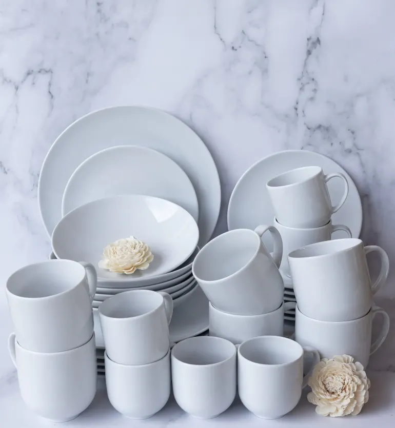 LUBIANA VANILLA Serwis obiadowo - kawowy 36 el dla 6 osób | biała porcelana