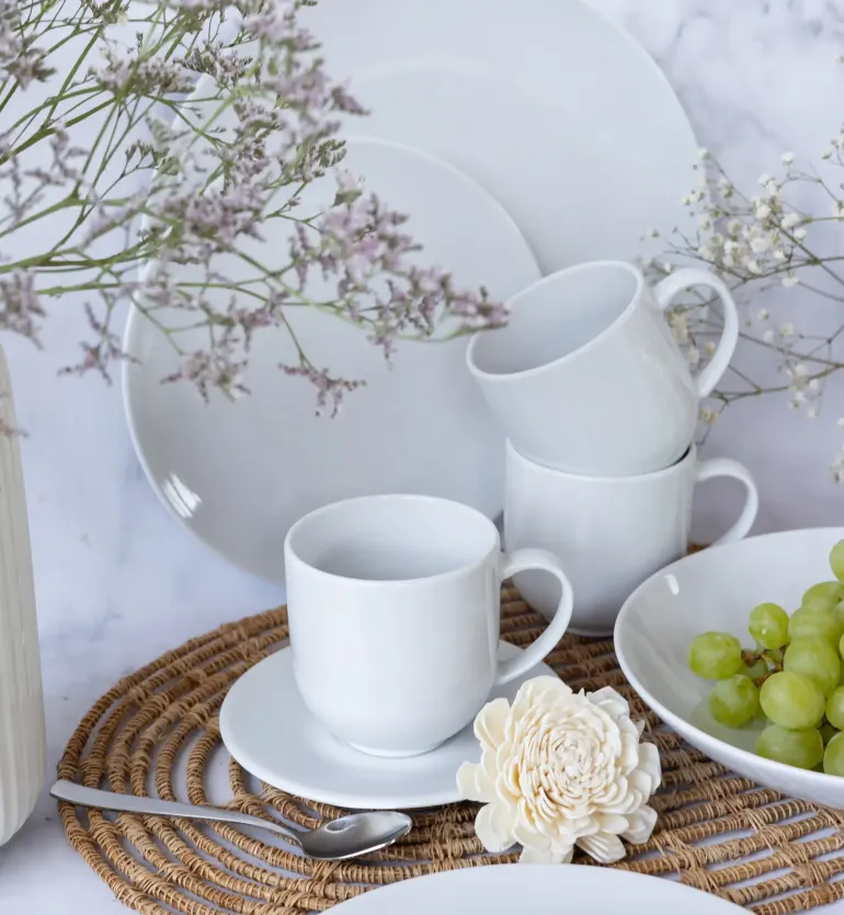 LUBIANA VANILLA Serwis obiadowo - kawowy 115 el dla 18 osób | biała porcelana